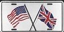 Great Britain USA Cross Flags License Plate