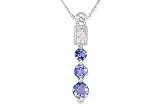1/3 Carat Tanzanite and Diamond 14K White Gold Pendant w/Chain