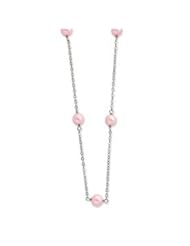 Sterling Silver 7-8mm Pink Freshwater Cultured Pearl w/2in ext. Necklace