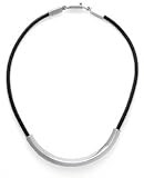 Leather necklace with sterling silver square slide