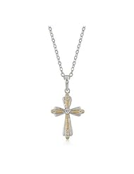Two Tone Cross Pendant Necklace