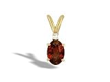 14K Yellow Gold Genuine Oval Garnet and Diamond Pendant