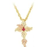 Yellow-gold Black Hills Gold Ruby Cross