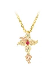 Yellow-gold Black Hills Gold Ruby Cross Pendant-necklace