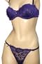 Mopas Sexy Lace Multifunctional Bra and Thong panty set, 32B /Small, Black