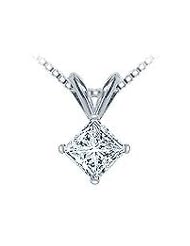 Platinum : Princess Cut Diamond Solitaire Pendant - 1.00 CT. TW.