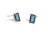 14K White Gold Emerald-cut Created Alexandrite Stud Earrings