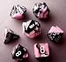 Polyhedral 7-Die Gemini Dice Set - Black-Pink with White