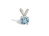 14K White Gold Genuine Round Aquamarine Pendant