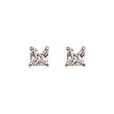 18kt Gold over Sterling Silver Baby 3mm Square Basket Set White CZ Post Earring