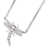 Sterling Silver CZ and Pearl Dragonfly Necklace - QG2023-16