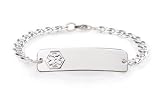 American Medical ID Sterling Silver Classic Womens or Kids Medical ID Bracelet with 7