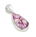 Sterling Silver Pendant With Pink Murano Millefiori Drop