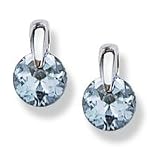 Pinpoint setting with a Blue Topaz CZ Solid Sterling Silver Earrings