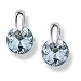Pinpoint setting with a Blue Topaz CZ Solid Sterling Silver Earrings