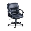 Lorell Products - Managerial Mid-Back Chair, 25-3/4"-29"x38-1/2"-42", Black Lthr - Sold as 1 EA - Managerial mid-back chair offers genuine tufted leather overstuffed cushions, oversized seat and back, five-star nylon base with dual-wheel casters and contemporary style arms. Functions include pneumatic seat-height adjustment, 360-degree swivel, tilt, tilt tension control and tilt lock. Waterfall seat design reduces leg fatigue. Available in black frame only. Meets the CA117 fire retardant standar