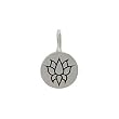 Small Round Lotus Flower Charm for Bracelets or Necklaces in Sterling Silver, #8364