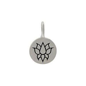 Buy Small Round Lotus Flower Charm for Bracelets or Necklaces in Sterling Silver, #8364 by Taos Trading Charms