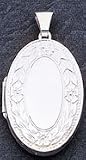Sterling Silver Oval Locket with 20 inch Sterling Silver Chain