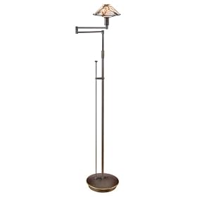Holtkoetter Old Bronze Marble Glass Swing Arm Floor Lamp by Holtkoetter