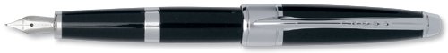 Cross Apogee, Black Star Lacquer, Fountain Pen, with Chrome Appointments and Rhodium Plated 18 Karat Gold Nib Medium AT0126-2MD