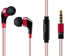 SEXTET A108R (Red) Audio Premium Black w/Red Glow cable In-ear Noise-isolating Earphones w/Mic | Designed for Smartphones and Mobile Devices | Work Out | Fitness - 24 Month Warranty
