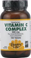 Country Life Vitamin C Complex 500 mg (with Bioflavonoids, Rutin & Hesperidin), Tablets, 100-Count