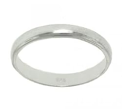 Womens Polished Solid 925 Sterling Silver Wedding Ring Band  