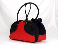 Dual Zipper Red and Black Roxy Classic Collection 2 Dog Carrier by Petote (Large)