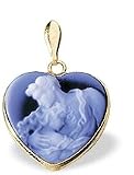 14K Yellow Gold Frame Agate Cameo Young Lovers Pendant - 3/4 x 3/4