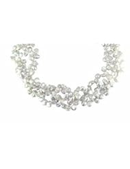 18" 7-8mm Three strand white biwa freshwater cultured pearl necklace.