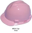 MSA V-Guard Cap Style Hard Hats with Pin Lock Suspensions - Pink