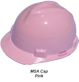 MSA V-Guard Cap Style Hard Hats with Pin Lock Suspensions - Pink
