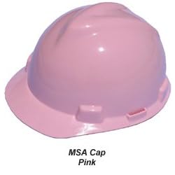 MSA V-Guard Cap Style Hard Hats with Pin Lock Suspensions - Pink