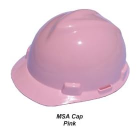 MSA V-Gard cap style hard hats with pin lock suspensions, Pink