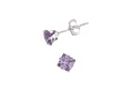Sterling Silver 6mm Princess-Cut CZ Fashion Birthstone Earring in 6 Prong Setting, February