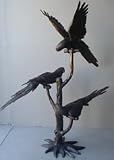 Indoor or Outdoor Bronze Statue of Parrots on a Tree Branch