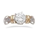 Sterling Silver 7mm Round CZ Baguette Side Ring