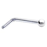 Solid 14KT White Gold 1.5mm Ball L-Shaped Nose Ring - 18 Gauge