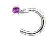Genuine Amethyst bezel set nose screw in 14 karat NICKEL FREE White Gold