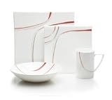 Mikasa Modernist Red 4- Piece Dinnerware Set , Red