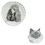 Birman Cat Heart Shaped Plate, Porcelain by Rosalinde (8' diameter)