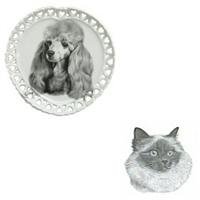 Birman Cat Heart Shaped Plate, Porcelain by Rosalinde (8' diameter)