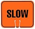 Cortina 03-550-S ABS Plastic Traffic Cone Sign, Legend "SLOW TRAFFIC", 11" Width x 13" Height, Black on Orange