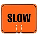 Cortina 03-550-S ABS Plastic Traffic Cone Sign, Legend "SLOW TRAFFIC", 11" Width x 13" Height, Black on Orange