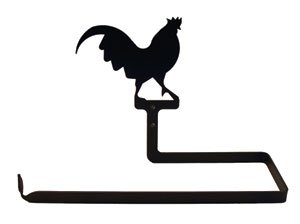 Detail image Wrought Iron Rooster Accented Wall Mount Paper Towel Rack