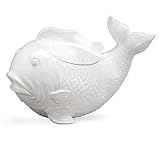 Unique Fish Shape Cookie Jar/Canister For Nautical And Beach Home Kitchen Decor / White Fish Shape