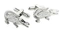 Silver plated Angry Gator alligator cufflinks with presentation box. Made in the U.S.A