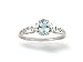 14K White Gold Genuine Oval Aquamarine and Diamond Filligree Ring