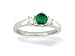 14K White Gold Round Created Emerald and Diamond 3-Stone Ring